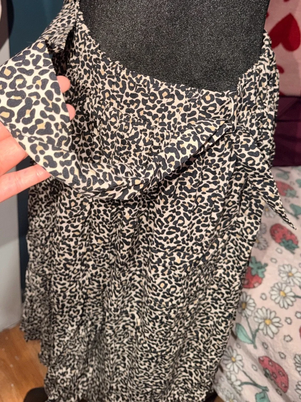 Tiered Leopard Print Skirt in Black and Cream